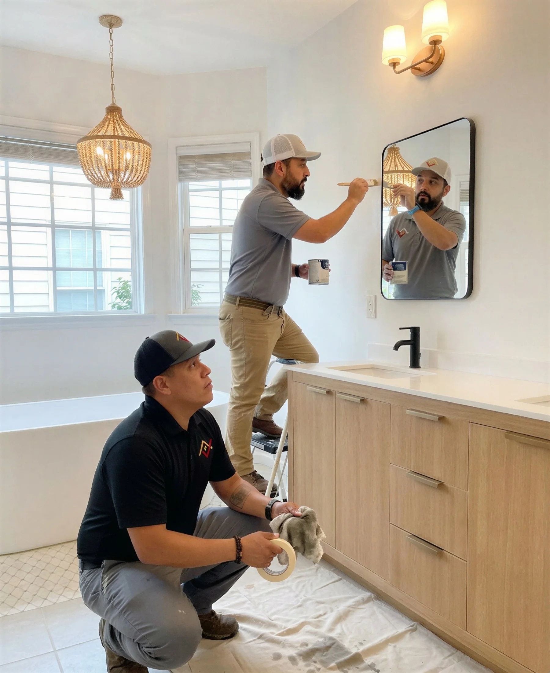 iFixx Team Finishing a Bathroom Remodel