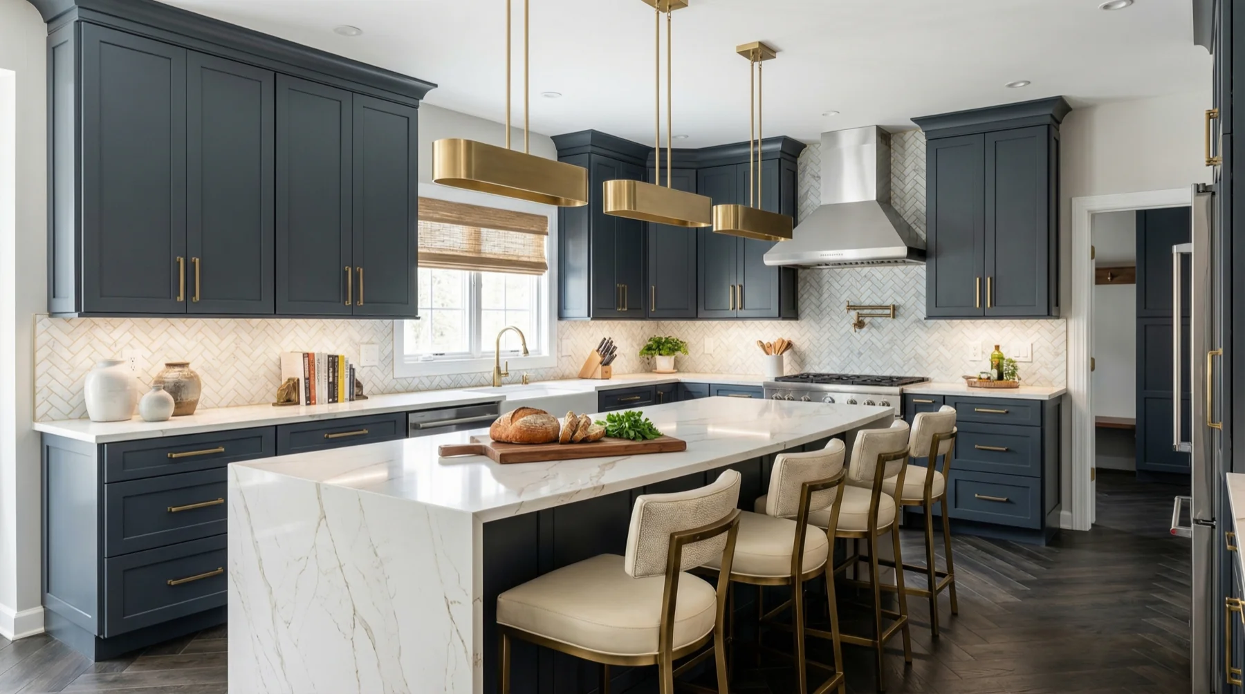 Navy Luxury Kitchen with Gold Accents