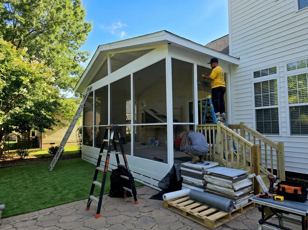iFIXX crew building a covered porch in South Charlotte