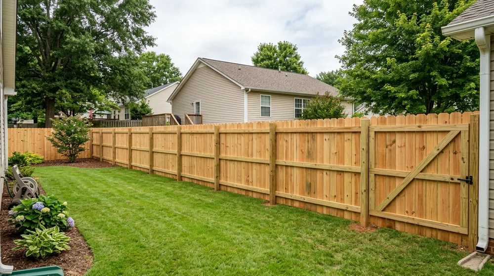 Wood privacy fence