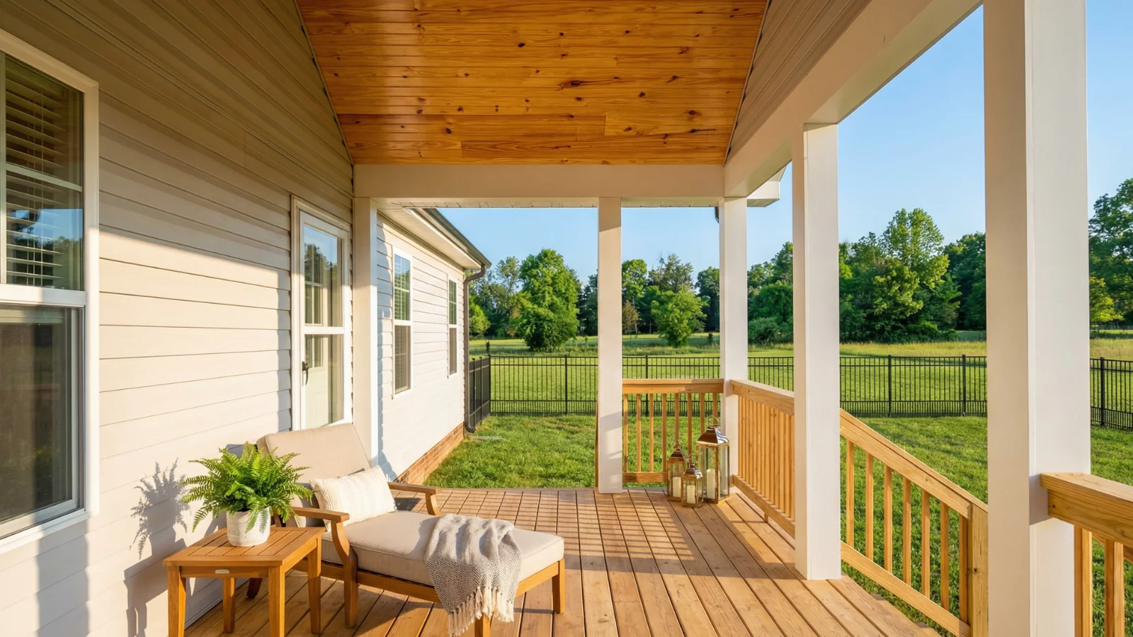 Covered porch and deck