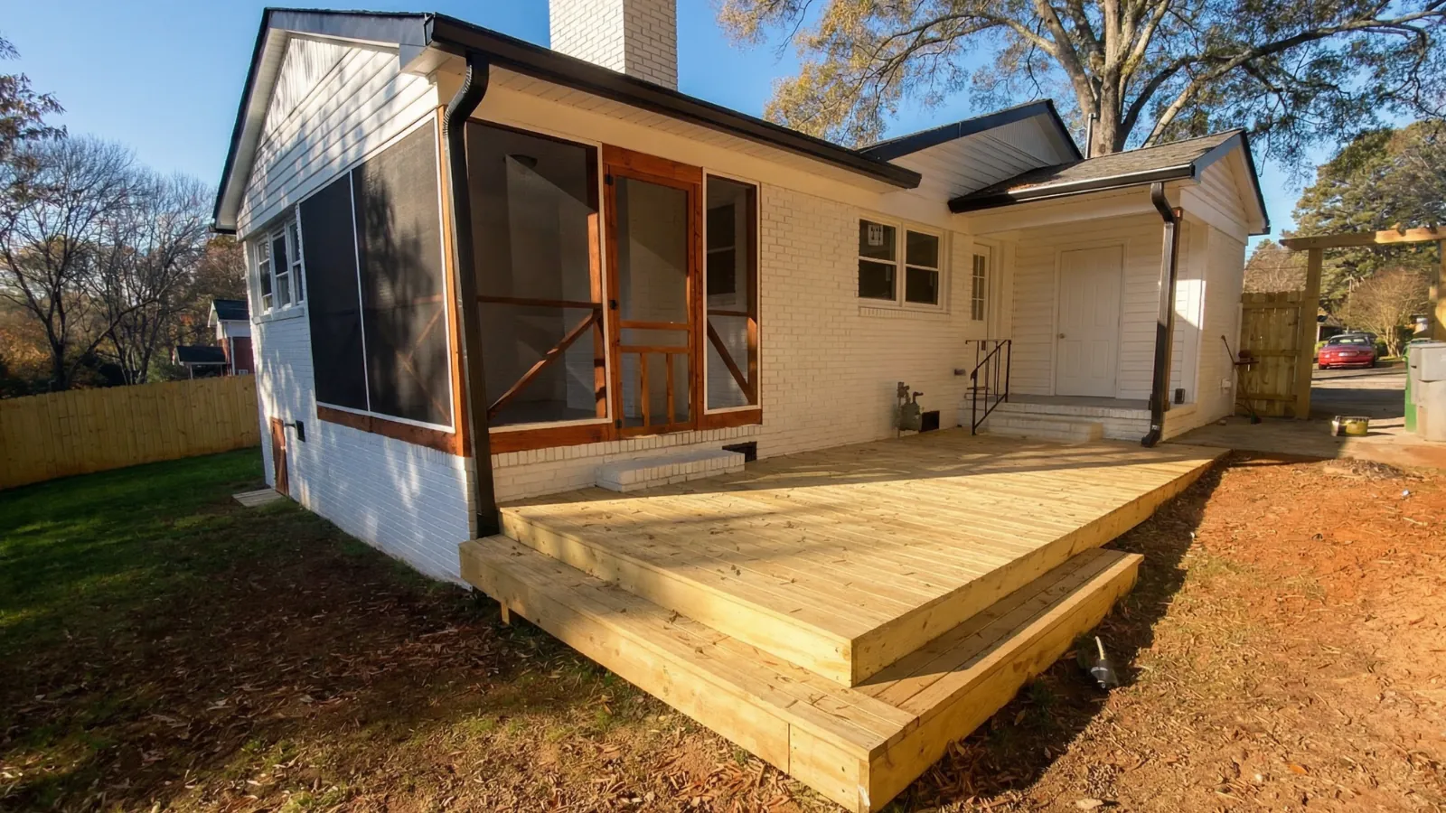 Deck Construction with Screened Porch