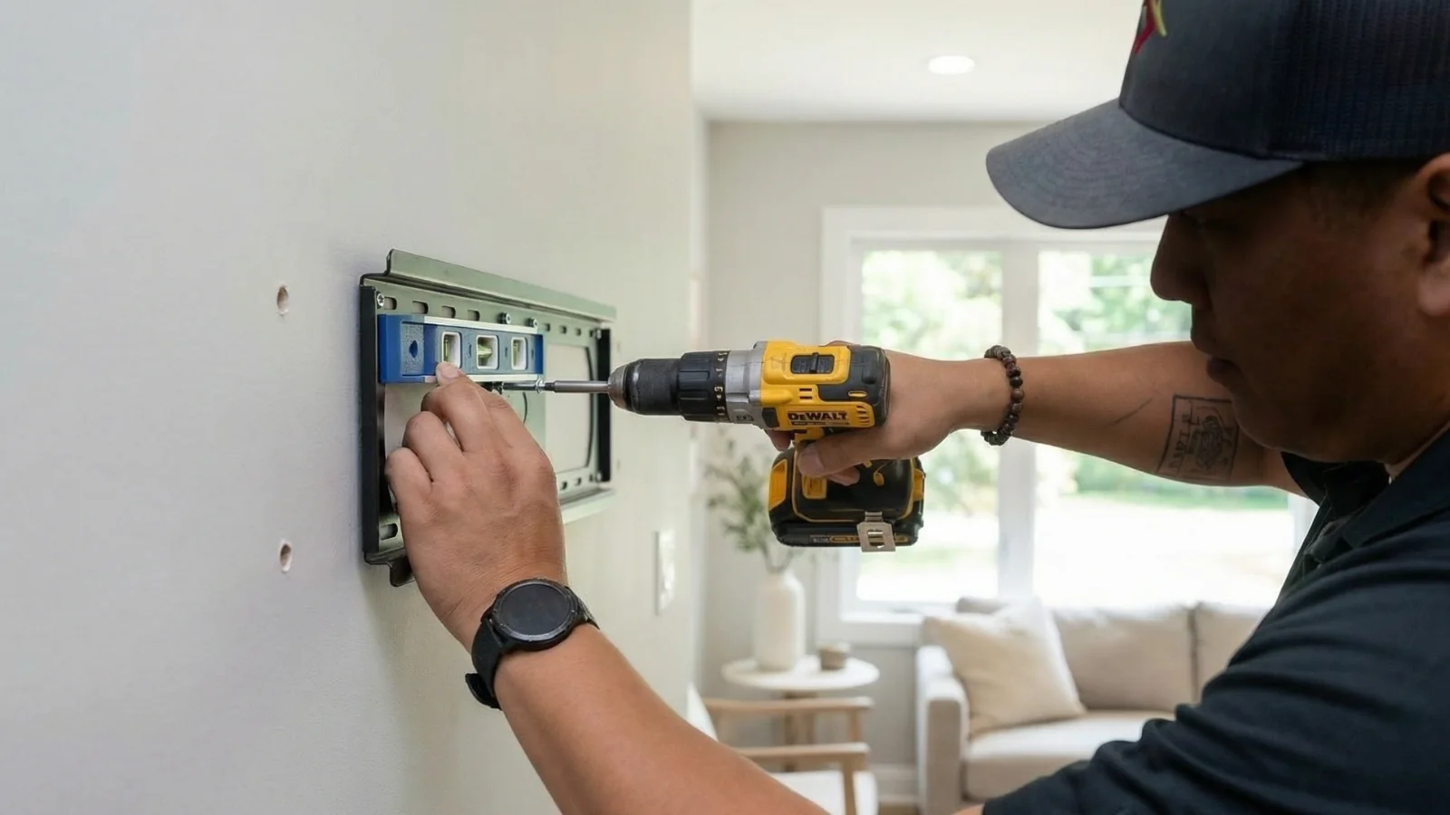 TV wall mounting installation